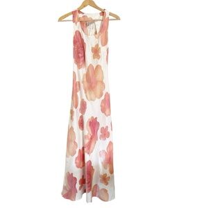 Vintage Eleven Pink Floral Satin Sleeveless Y2K Fairycore Maxi Dress size S